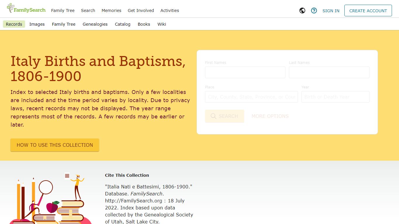 Italy Births and Baptisms, 1806-1900 • FamilySearch